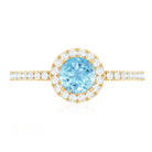 Rosec Jewels-Genuine Blue Aquamarine Ring with Diamond Accent