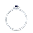 Minimal 0.9 Carat Blue Sapphire Engagement Ring with Diamond Halo AAA - Rosec Jewels