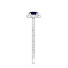 Minimal 0.9 Carat Blue Sapphire Engagement Ring with Diamond Halo AAA - Rosec Jewels