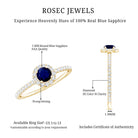 Minimal 0.9 Carat Blue Sapphire Engagement Ring with Diamond Halo AAA - Rosec Jewels