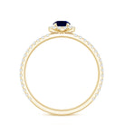 Minimal 0.9 Carat Blue Sapphire Engagement Ring with Diamond Halo AAA - Rosec Jewels
