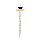 Minimal 0.9 Carat Blue Sapphire Engagement Ring with Diamond Halo AAA - Rosec Jewels