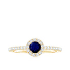 Minimal 0.9 Carat Blue Sapphire Engagement Ring with Diamond Halo AAA - Rosec Jewels