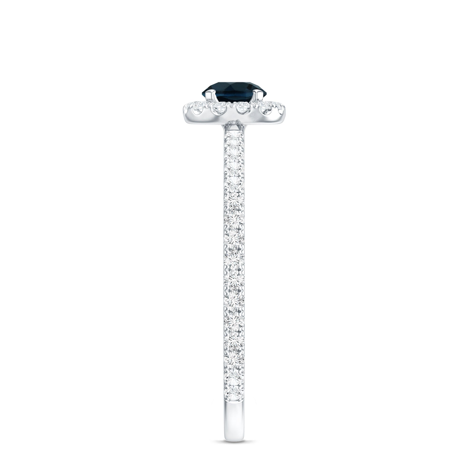 Rosec Jewels-Round Shaped Blue Topaz and Diamond Minimal Engagement Ring