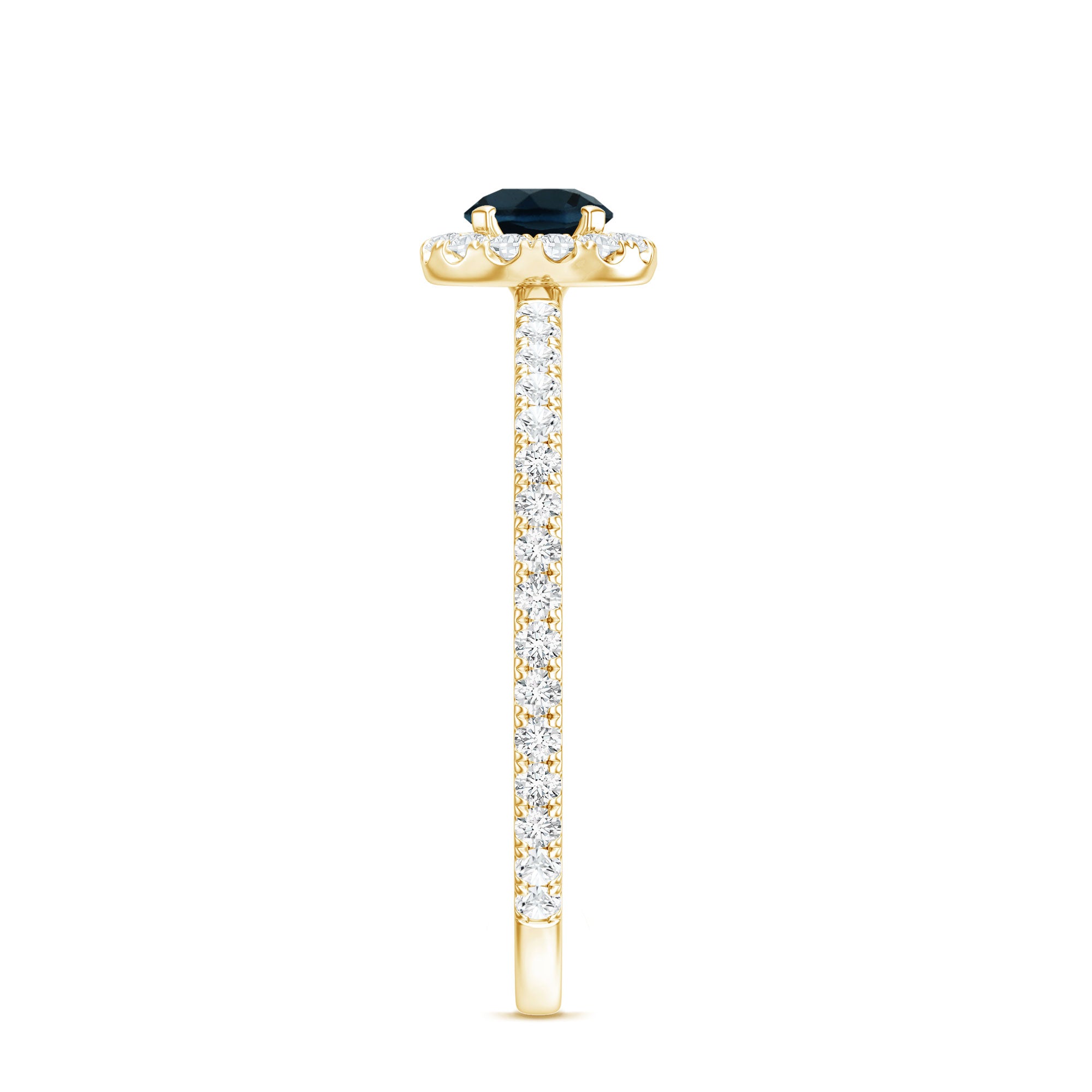 Rosec Jewels-Round Shaped Blue Topaz and Diamond Minimal Engagement Ring