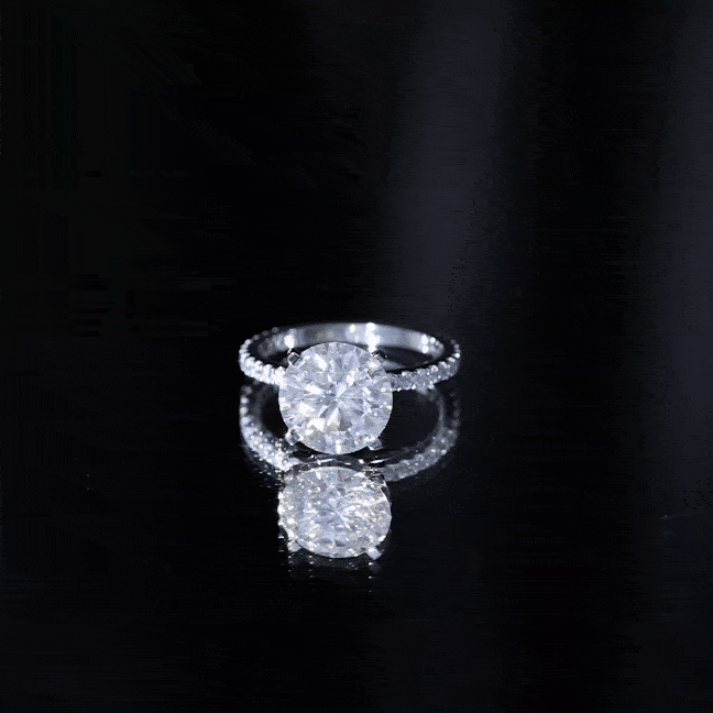 Certified Moissanite 10 MM Round Cut Engagement Ring D-VS1 - Rosec Jewels