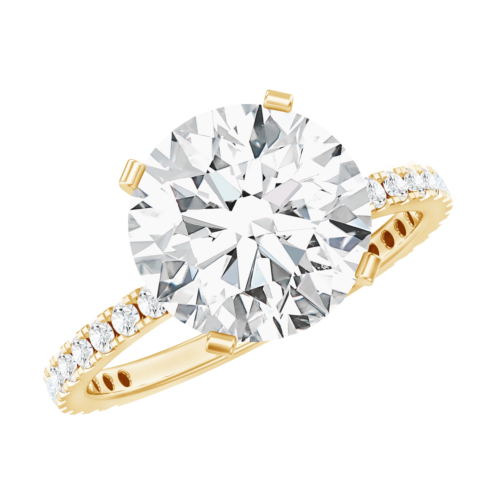 Certified Moissanite 10 MM Round Cut Engagement Ring D-VS1 - Rosec Jewels