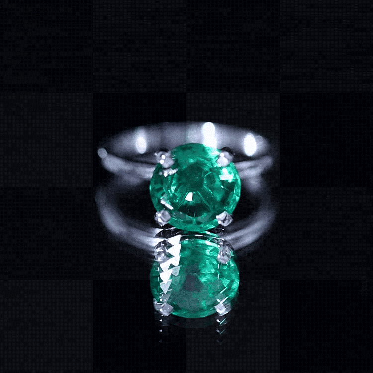 10mm Round Lab Created Emerald Solitaire Ring AAAA - Rosec Jewels