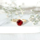 Solitaire Lab Grown 5 Carat Ruby Engagement Ring with Certificate AAAA - Rosec Jewels