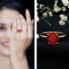 Solitaire Lab Grown 5 Carat Ruby Engagement Ring with Certificate AAAA - Rosec Jewels