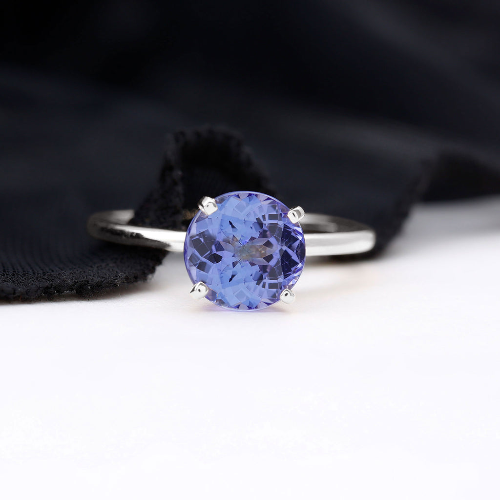 Round Tanzanite Solitaire Engagement Ring Tanzanite - ( AAA ) - Quality - Rosec Jewels
