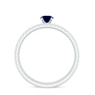 Rosec Jewels-Natural Half Carat Blue Sapphire and Diamond Engagement Ring Set