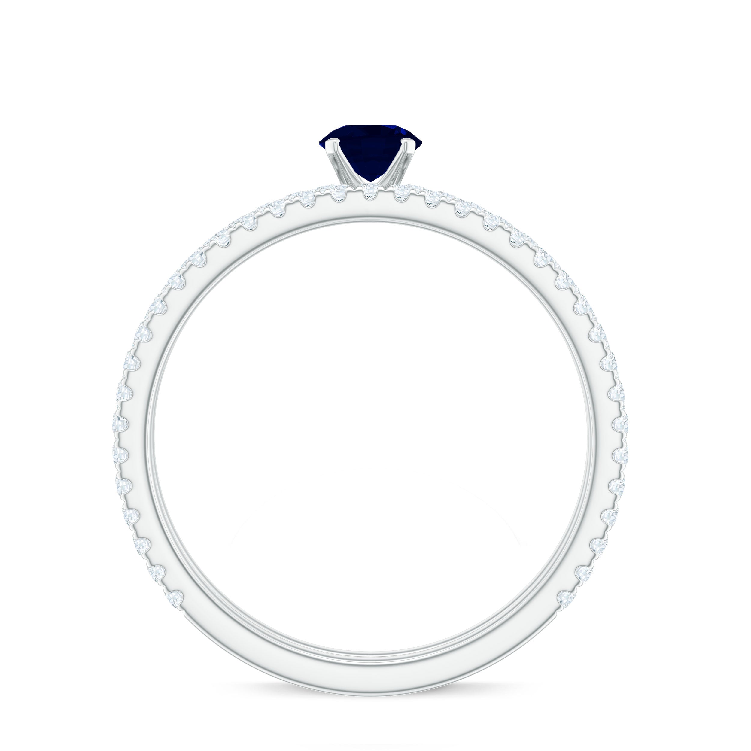 Rosec Jewels-Natural Half Carat Blue Sapphire and Diamond Engagement Ring Set