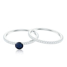 Rosec Jewels-Natural Half Carat Blue Sapphire and Diamond Engagement Ring Set