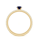 Rosec Jewels-Natural Half Carat Blue Sapphire and Diamond Engagement Ring Set