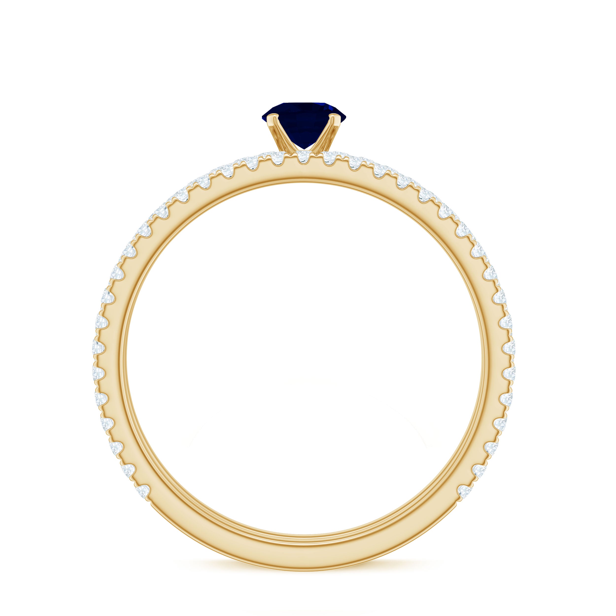 Rosec Jewels-Natural Half Carat Blue Sapphire and Diamond Engagement Ring Set