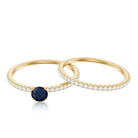 Rosec Jewels-Natural Half Carat Blue Sapphire and Diamond Engagement Ring Set