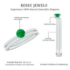 Rosec Jewels-Minimal Emerald Diamond Wedding Engagement Ring Set of 2