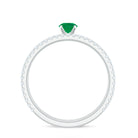 Rosec Jewels-Minimal Emerald Diamond Wedding Engagement Ring Set of 2