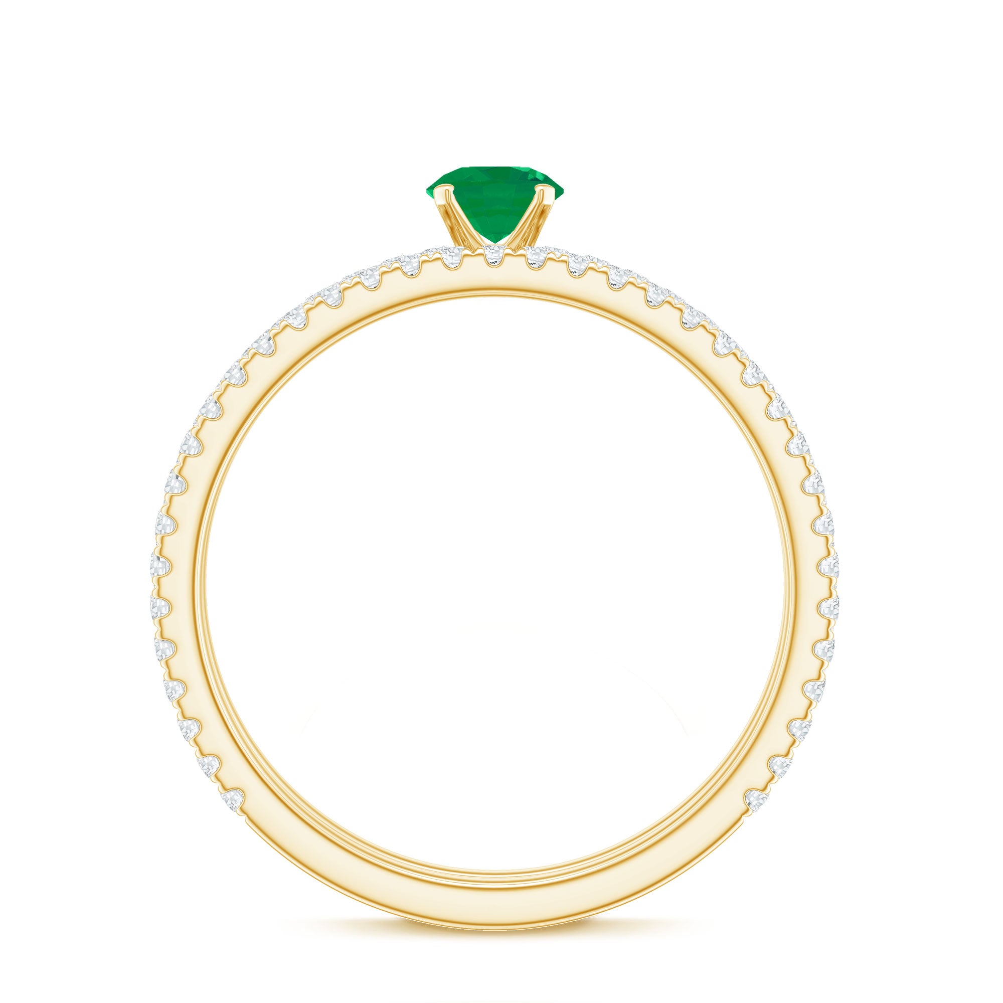 0.4 Carat Minimal Emerald Diamond Wedding Engagement Ring Set of 2 AAA - Rosec Jewels