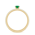 Rosec Jewels-Minimal Emerald Diamond Wedding Engagement Ring Set of 2