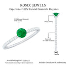 Rosec Jewels-4 MM Emerald Dainty Solitaire Ring with French Pave Set Diamond