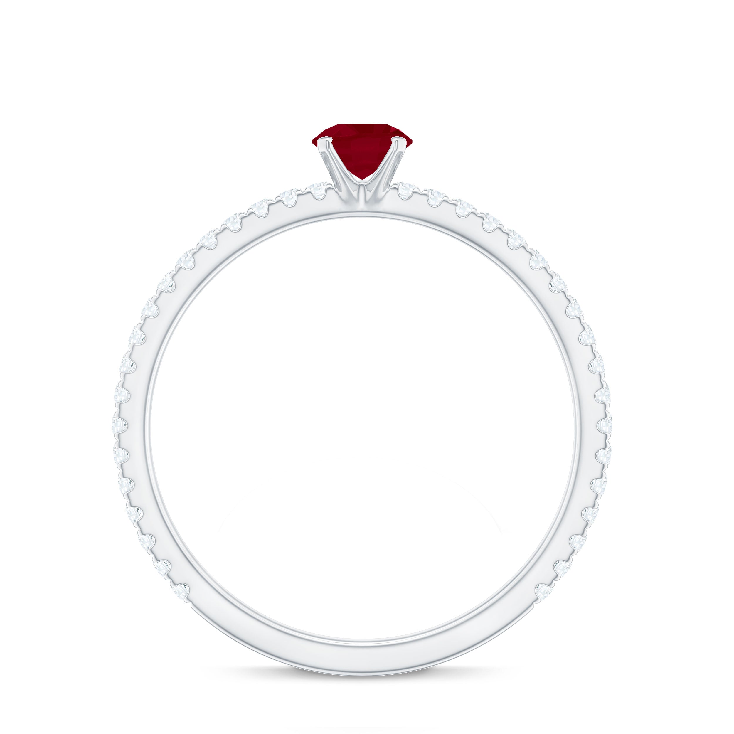 Rosec Jewels-Natural Ruby Promise Ring with Diamond for Women