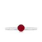Natural Ruby Promise Ring with Diamond for Women AAA - Rosec Jewels