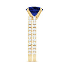 Round Lab Grown Blue Sapphire Solitaire Ring Set with Diamond AAAA - Rosec Jewels