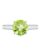 Natural 2 Carat Round Peridot Engagement Ring with Diamond AAA - Rosec Jewels