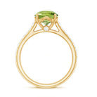 Natural 2 Carat Round Peridot Engagement Ring with Diamond AAA - Rosec Jewels