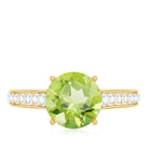 Natural 2 Carat Round Peridot Engagement Ring with Diamond AAA - Rosec Jewels