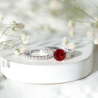 2.3 Carat Lab Created Ruby Bridal Ring Set with Moissanite AAAA - Rosec Jewels