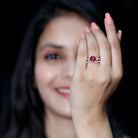 2.3 Carat Lab Created Ruby Bridal Ring Set with Moissanite AAAA - Rosec Jewels