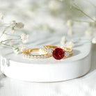 2.3 Carat Lab Created Ruby Bridal Ring Set with Moissanite AAAA - Rosec Jewels