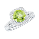 Natural 2 Carat Peridot Engagement Ring with Wedding Band AAA - Rosec Jewels