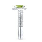 Natural 2 Carat Peridot Engagement Ring with Wedding Band AAA - Rosec Jewels