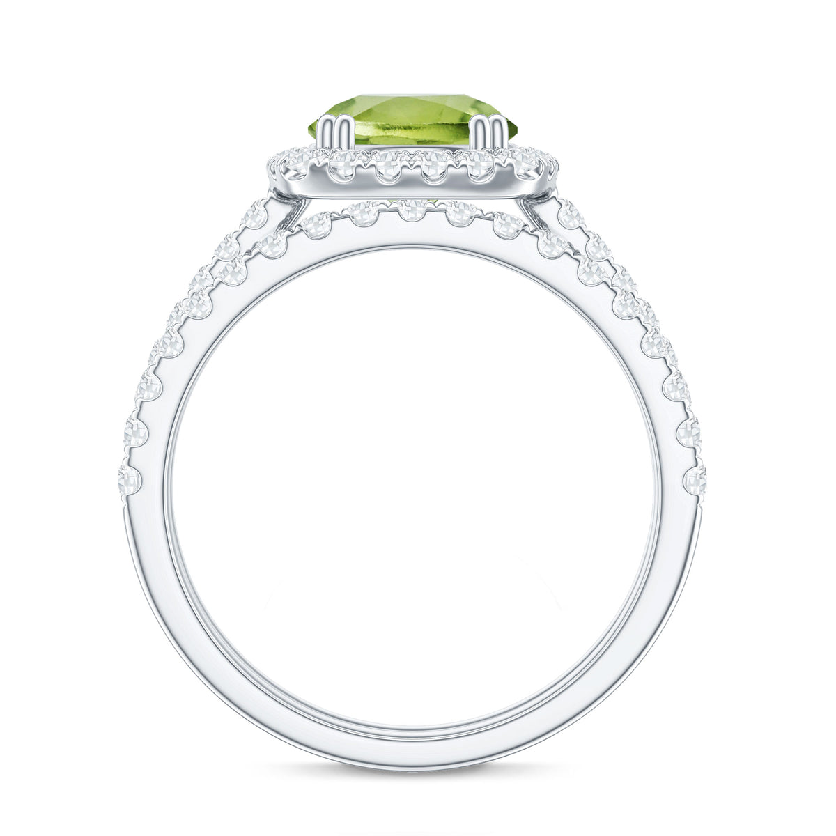 Natural 2 Carat Peridot Engagement Ring with Wedding Band AAA - Rosec Jewels