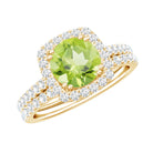 Natural 2 Carat Peridot Engagement Ring with Wedding Band AAA - Rosec Jewels
