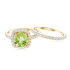 Natural 2 Carat Peridot Engagement Ring with Wedding Band AAA - Rosec Jewels