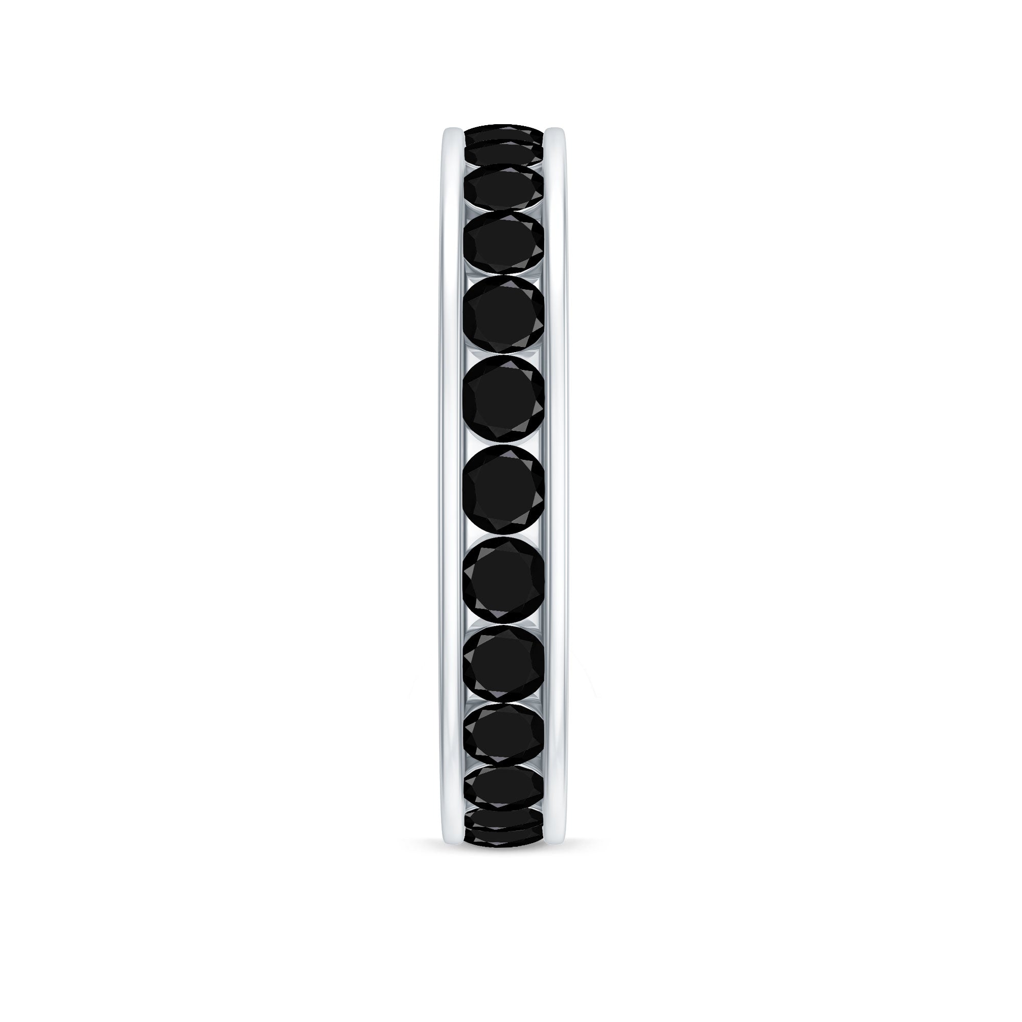 Rosec Jewels-Natural Channel Set Black Spinel Eternity Ring for Anniversary