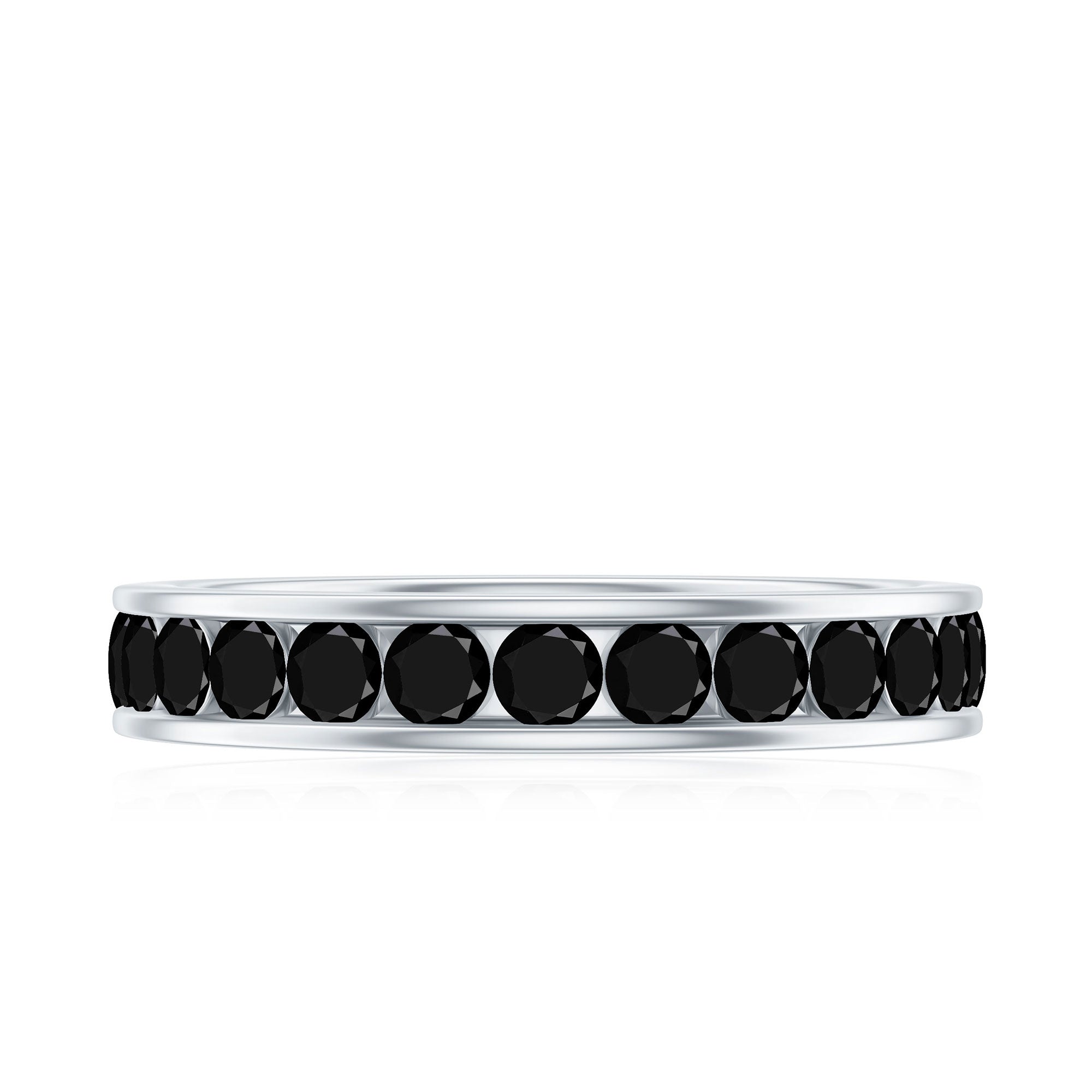 Rosec Jewels-Natural Channel Set Black Spinel Eternity Ring for Anniversary
