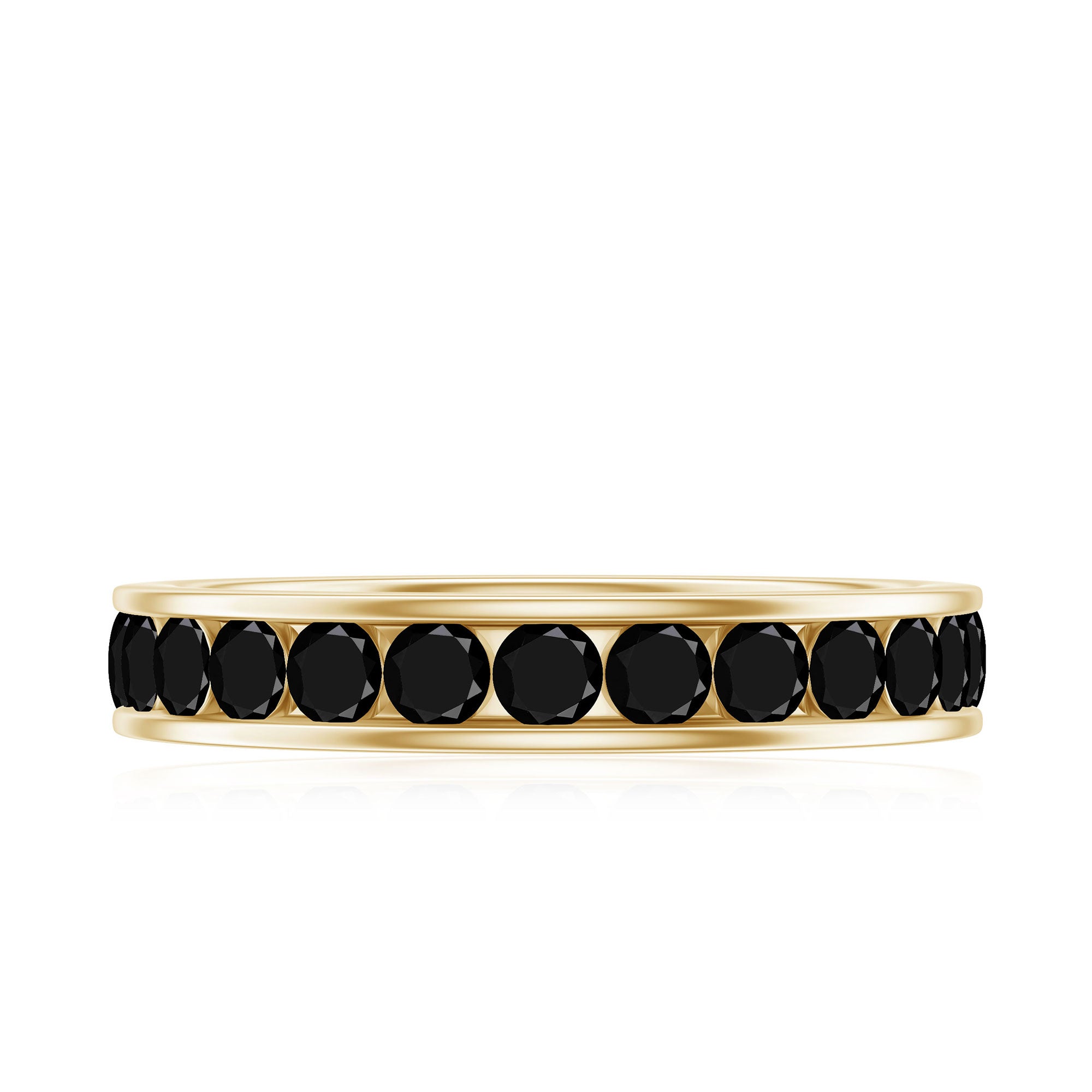 Rosec Jewels-Natural Channel Set Black Spinel Eternity Ring for Anniversary