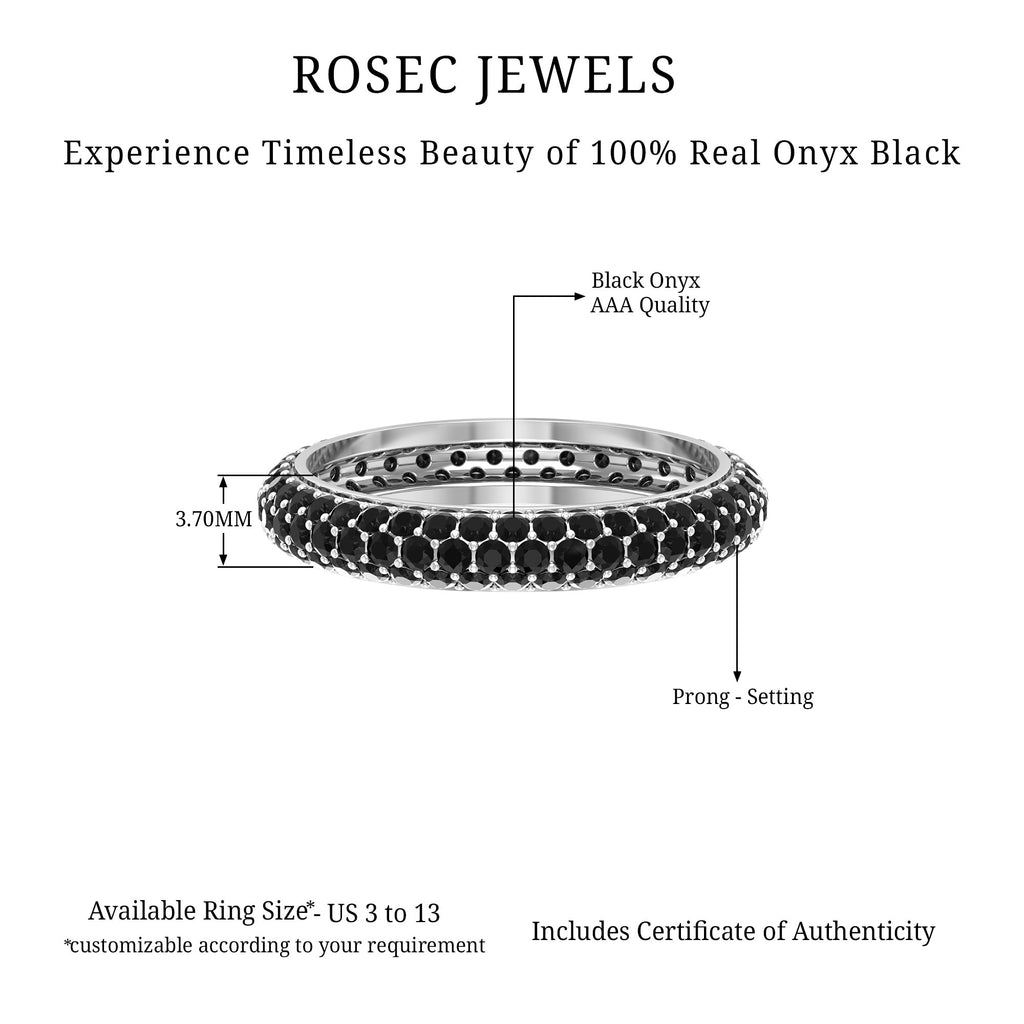 Natural Black Onyx Eternity Band Ring Black Onyx - ( AAA ) - Quality - Rosec Jewels