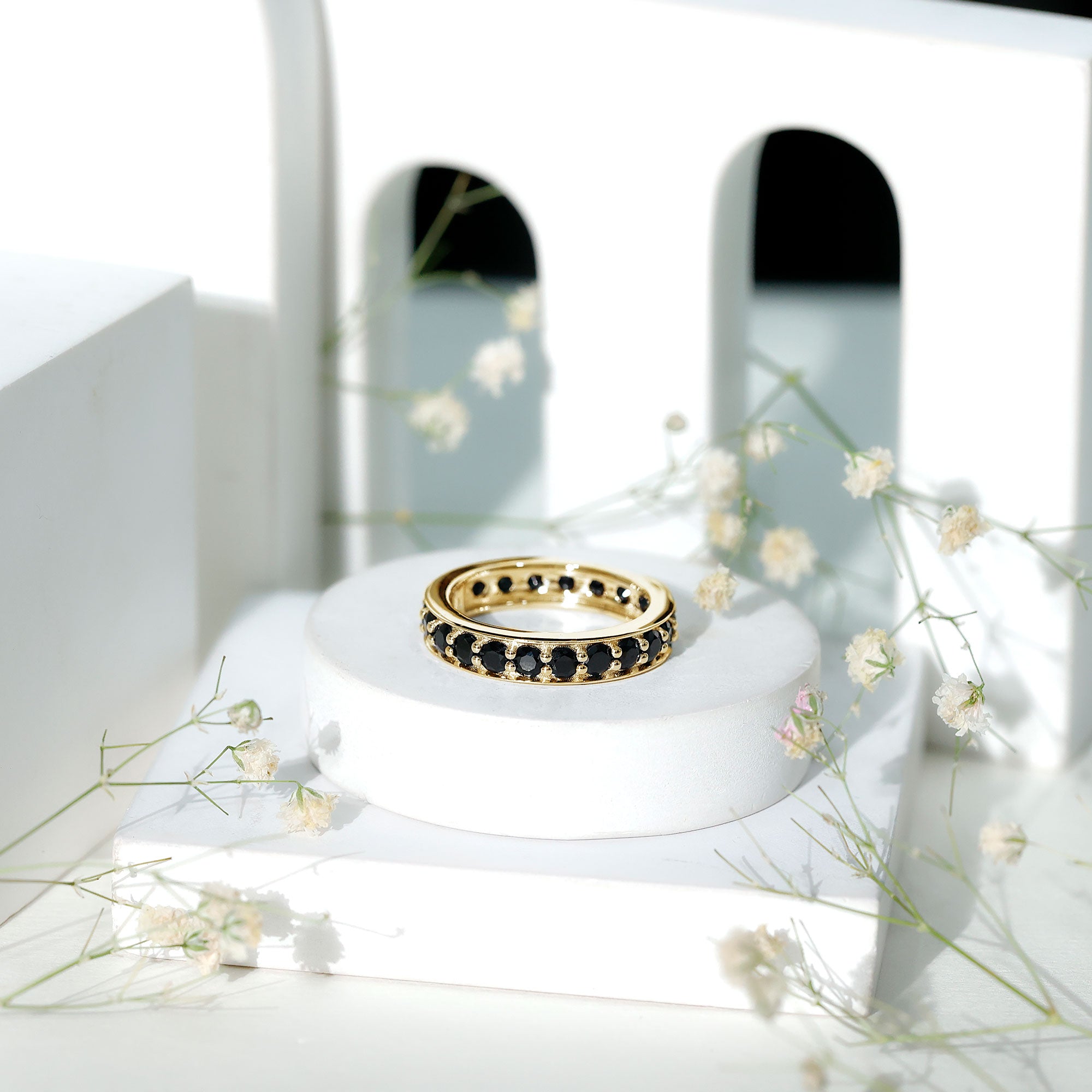 Rosec Jewels-2.25 CT Black Spinel Eternity Band Ring