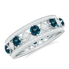 Rosec Jewels-London Blue Topaz Vintage Inspired Eternity Band with Diamond