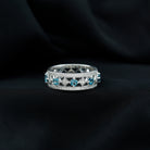 Rosec Jewels-London Blue Topaz Vintage Inspired Eternity Band with Diamond