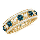 Rosec Jewels-London Blue Topaz Vintage Inspired Eternity Band with Diamond