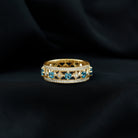 London Blue Topaz Vintage Inspired Eternity Band with Diamond AAA - Rosec Jewels