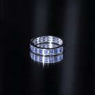 Certified Lab Grown Blue Sapphire Baguette Eternity Band in Channel Set AAAA - Rosec Jewels